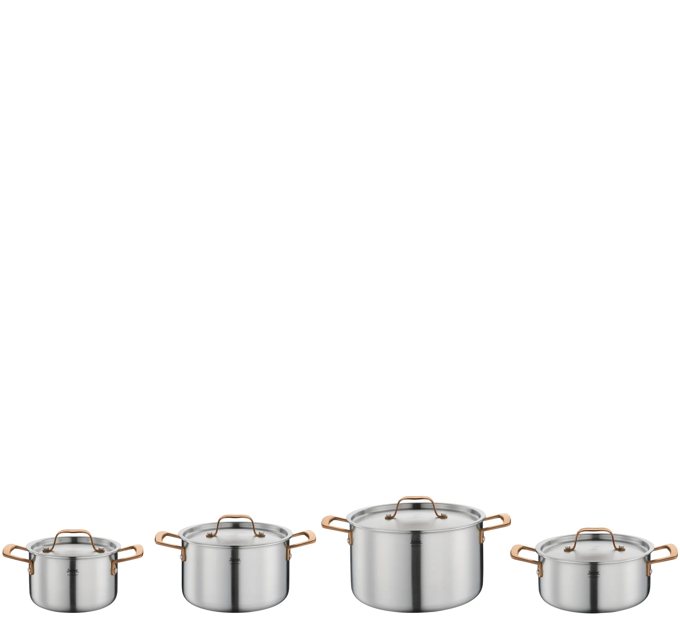 Topf-Set 4-teilig, roségold Kochtopf 16, 20, 24 cm, Bratentopf 20m cm