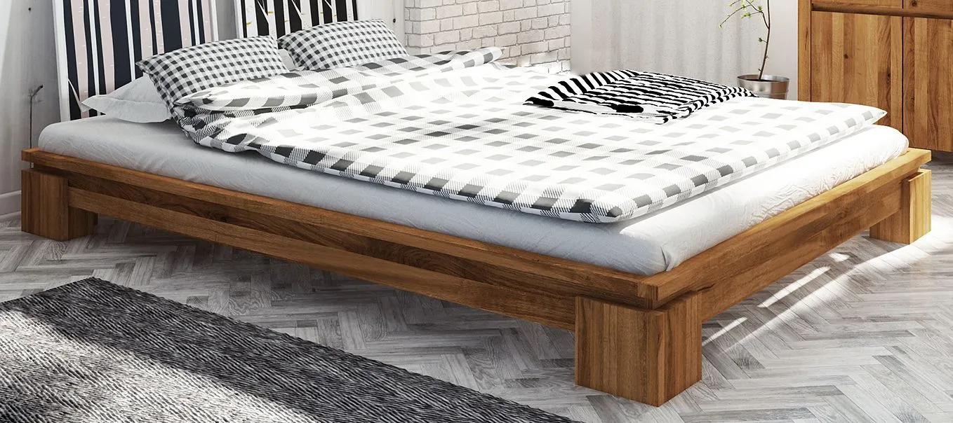 Doppelbett Tasman 02 Wildeiche massiv geölt - Liegefläche: 160 x 200 cm (B x L)