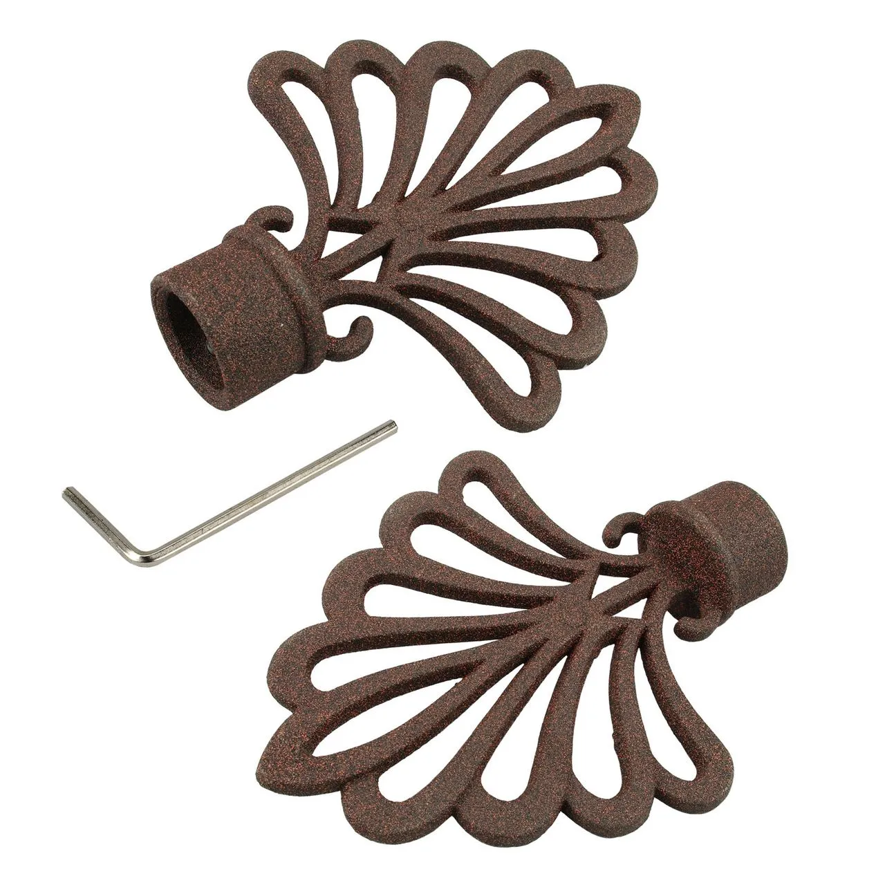 Endstück Endknopf für Stilstange Gardinenstange Profilrohr 16 mm Ø, Fächer, rost