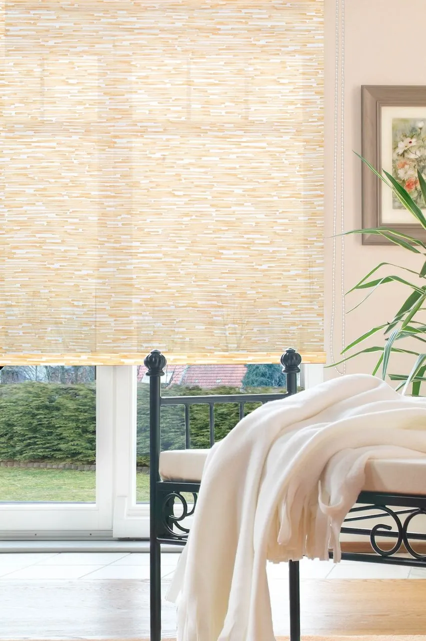 Seitenzugrollo, Kettenzugrollo, 180 x 62 cm, Dekor Streifen orange