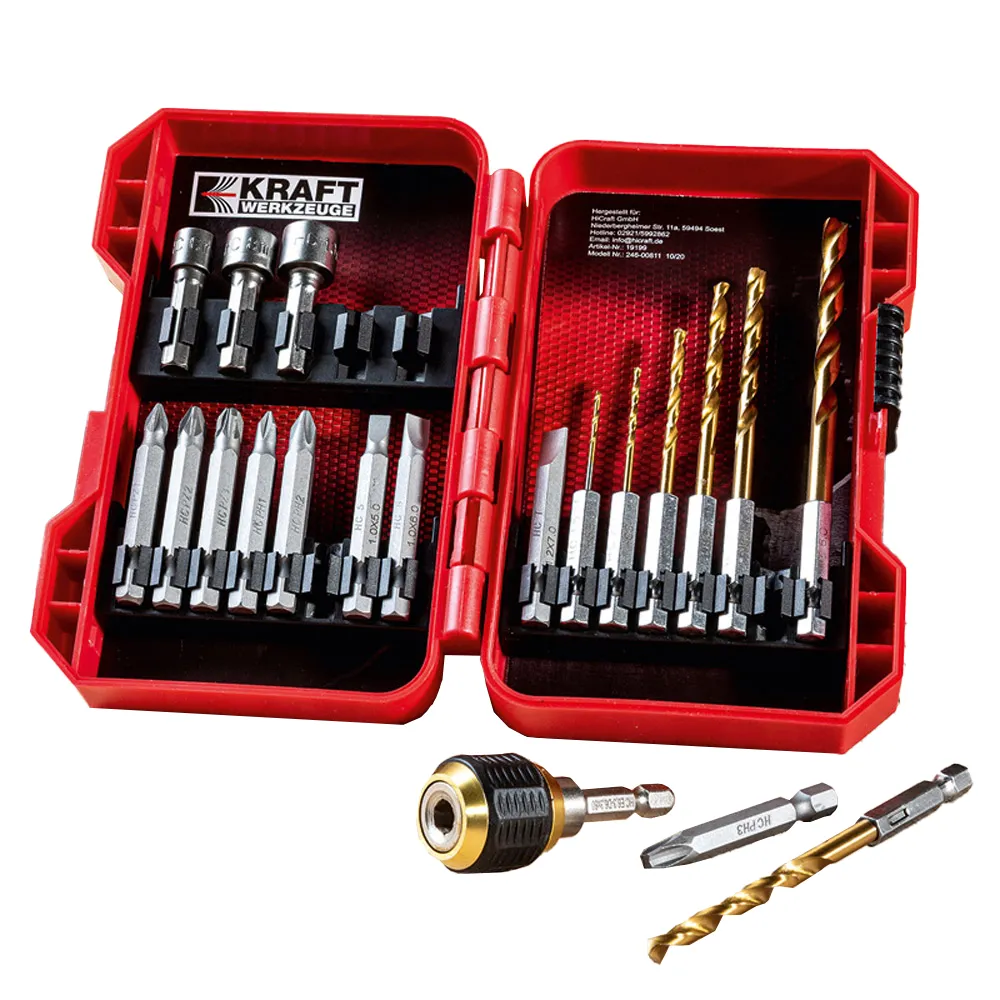 Bohrer-, Bit- und Stecknuss-Set - 20tlg.