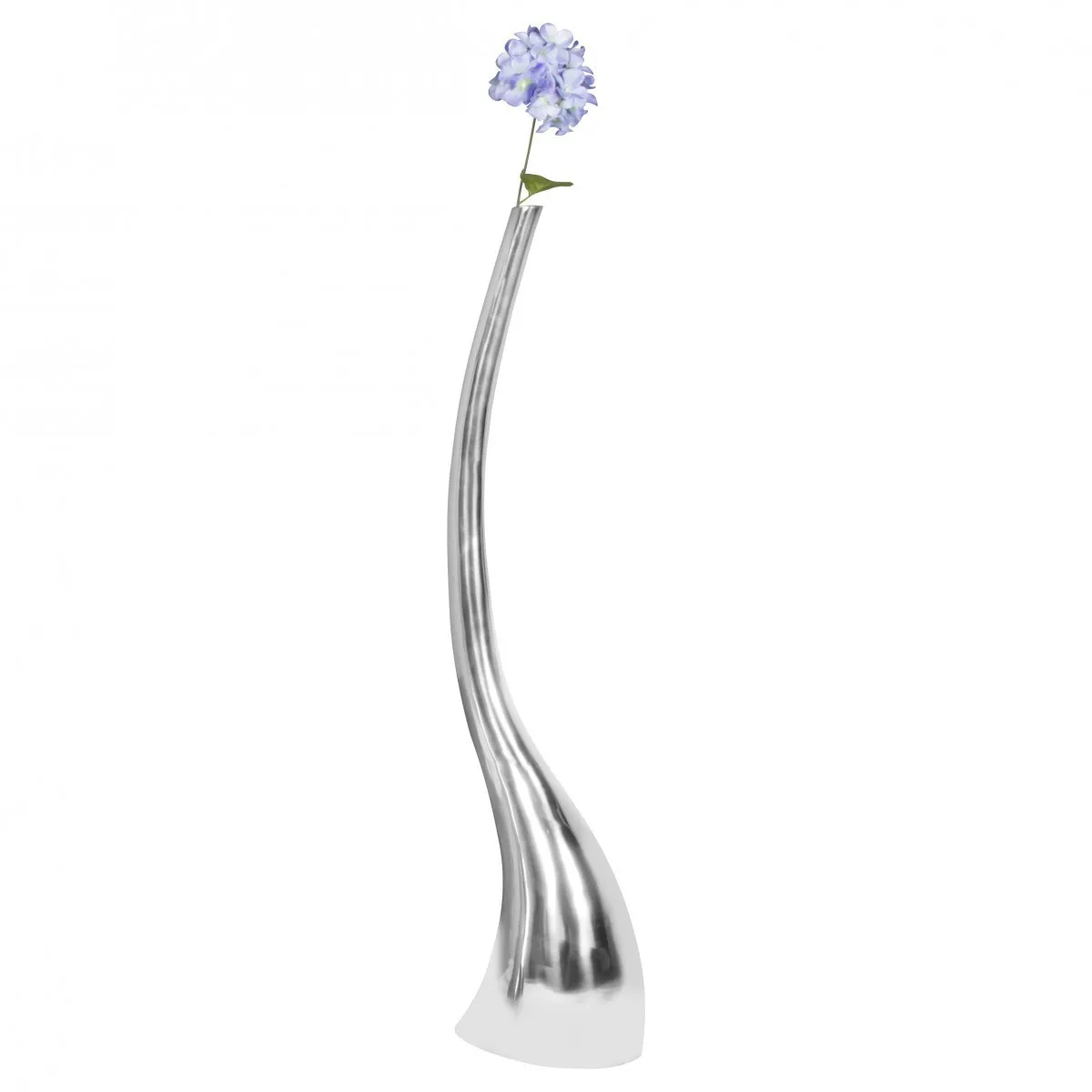 Vase Bottle XL Blumenvase aus Aluminium | Riesige Stielvase 124 cm in geschwungener Form | Design Deko Standvase