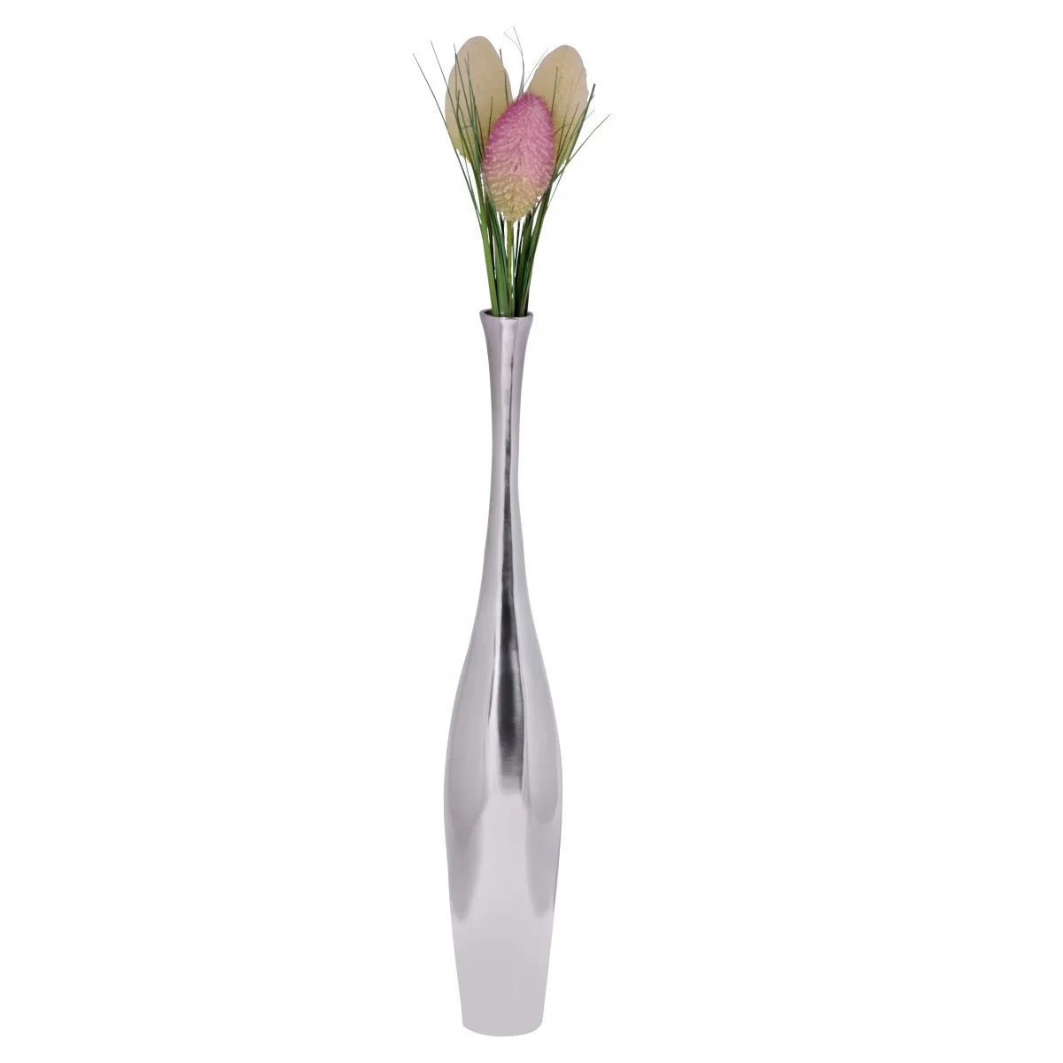 Deko Vase Bottle S Design Alu Aluminium-Dekoration Wohndeko modern Blumenvase silber Tischdeko Designvase