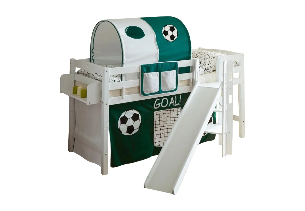 Podestbett mit Rutsche "Tino" Buche weiß "Goal"