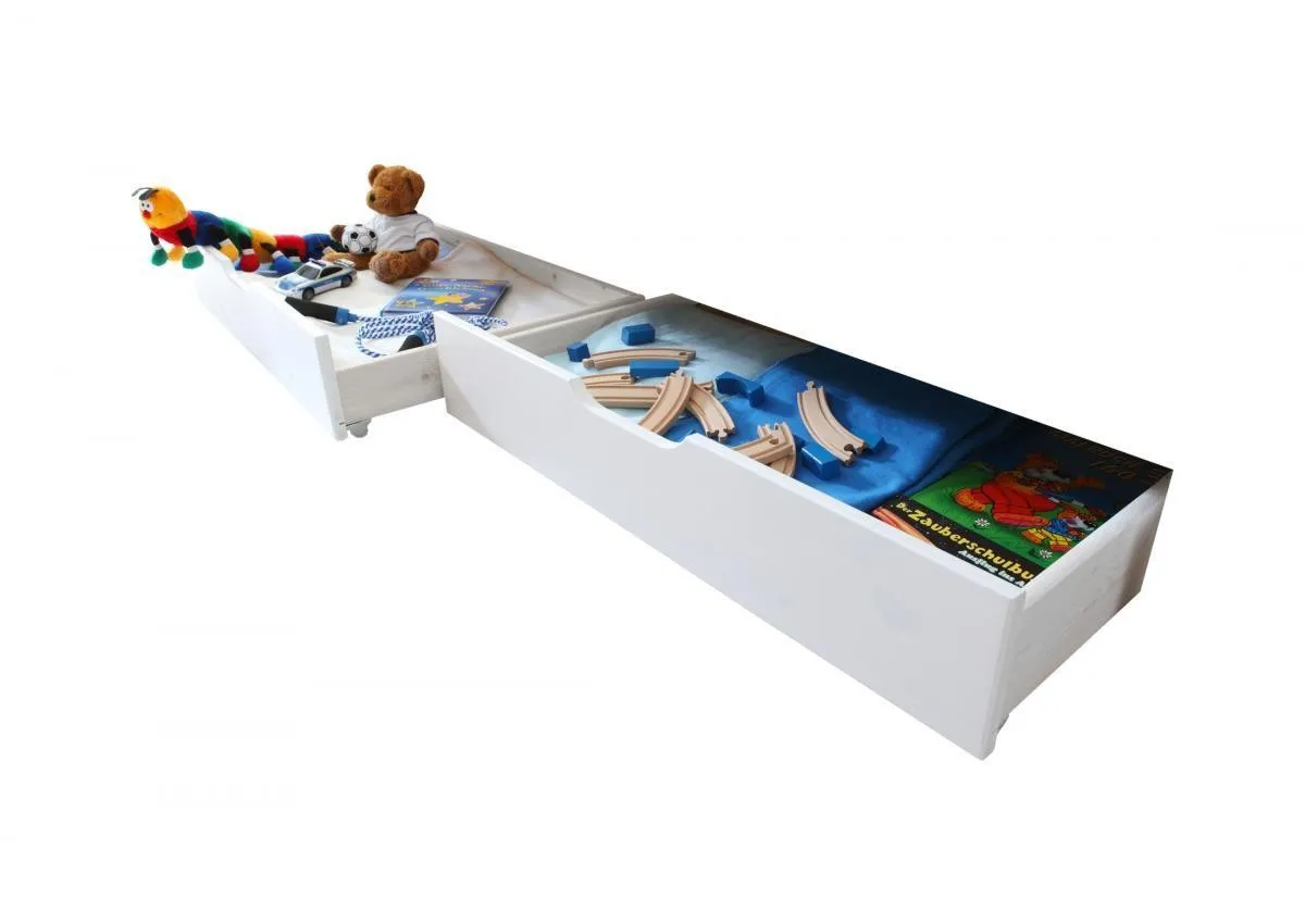 Schubkasten 2er Set für Etagenbetten Kiefer weiß