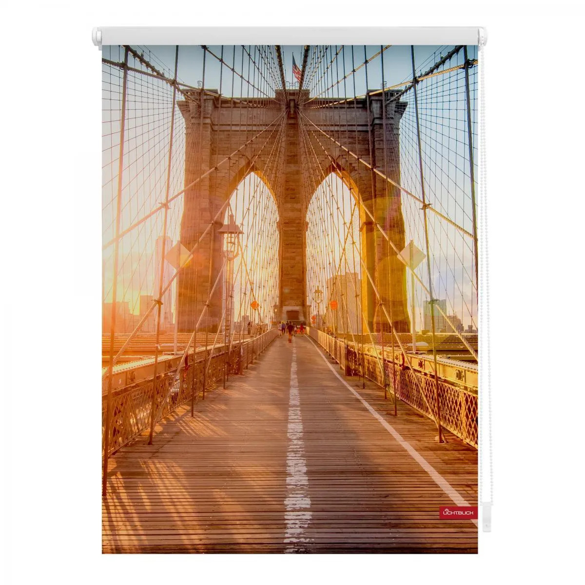 Rollo Klemmfix, ohne Bohren, blickdicht, Brooklyn Bridge - Orange, 100 x 150 cm (B x L)