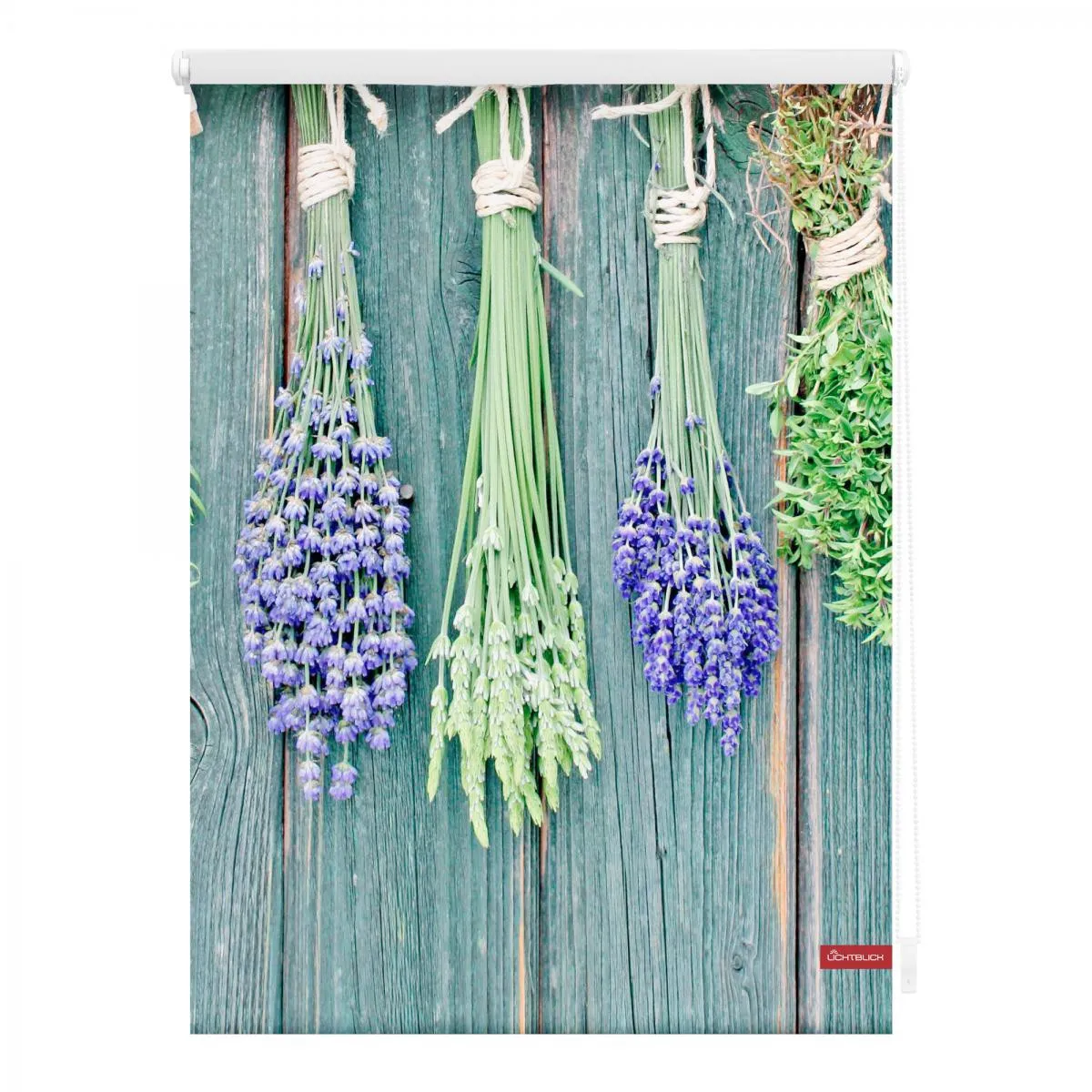 Rollo Klemmfix, ohne Bohren, blickdicht, Kräuter - Petrol, 120 x 150 cm (B x L)