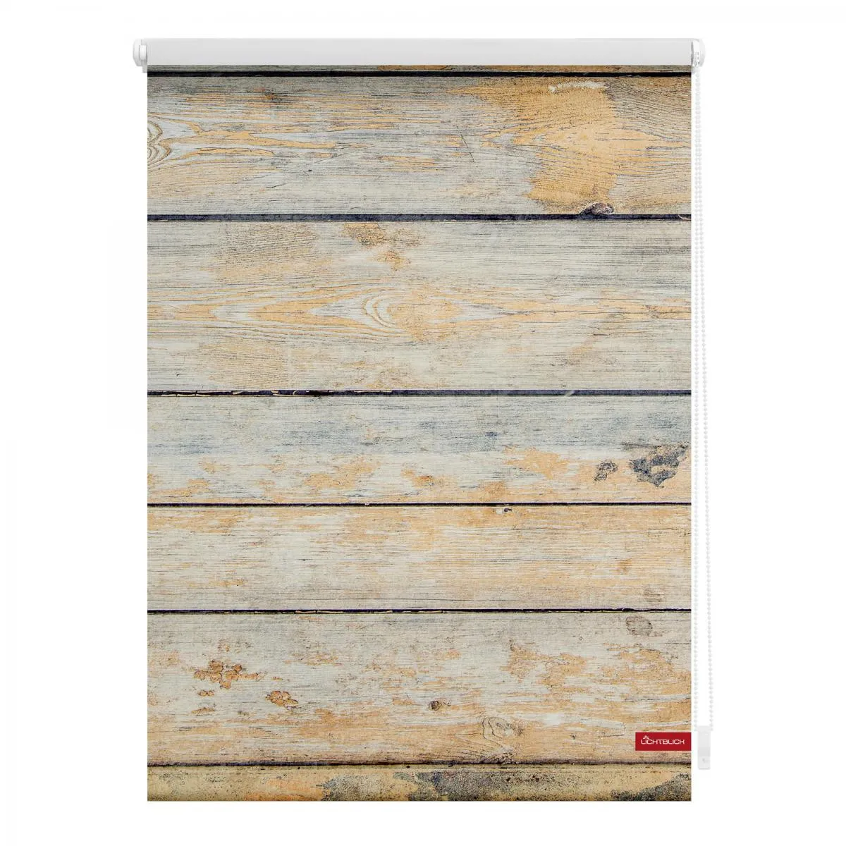 Rollo Klemmfix, ohne Bohren, blickdicht, Bretter Shabby - Braun, 120 x 150 cm (B x L)