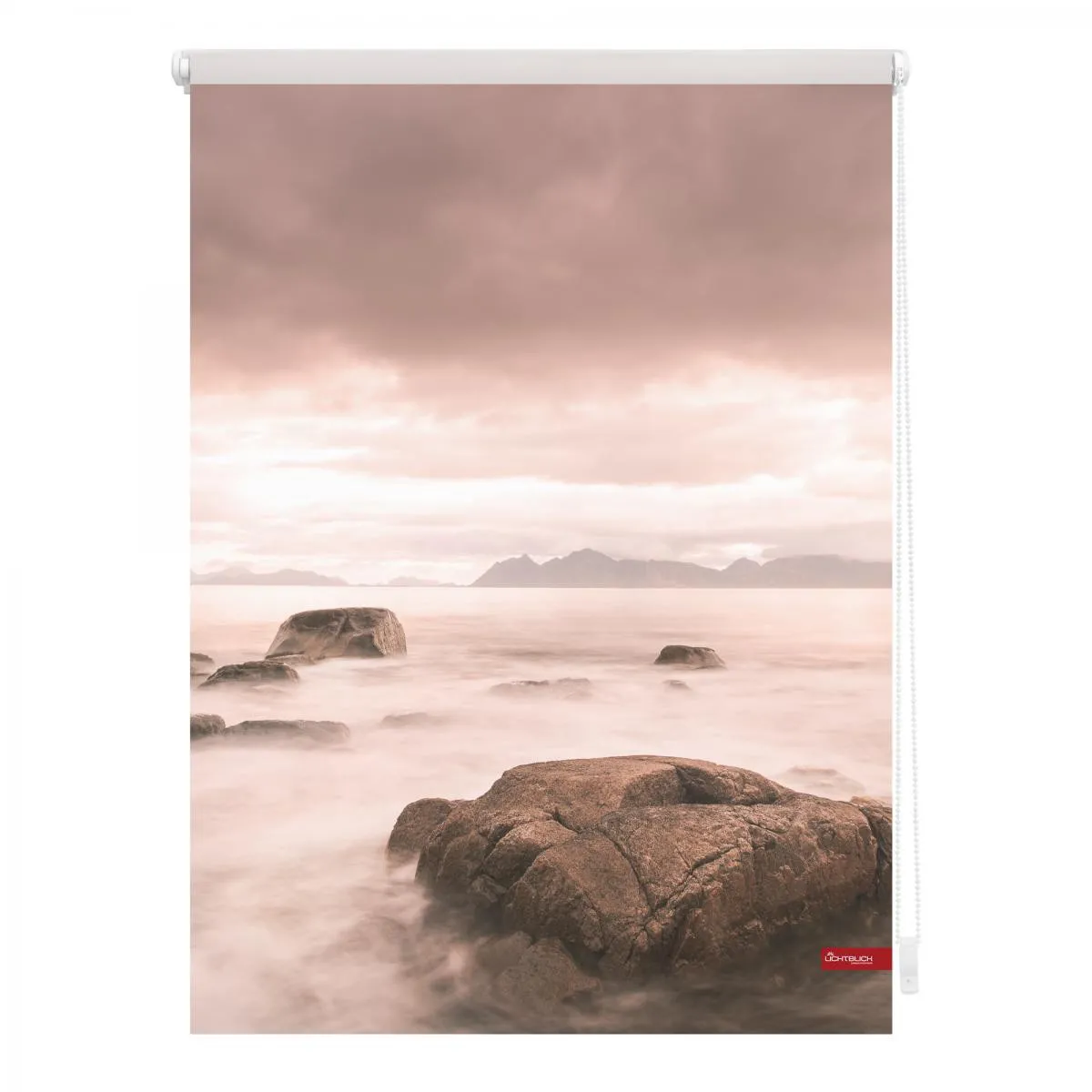 Rollo Klemmfix, ohne Bohren, blickdicht, Stone - Grau Rot, 120 x 150 cm (B x L)