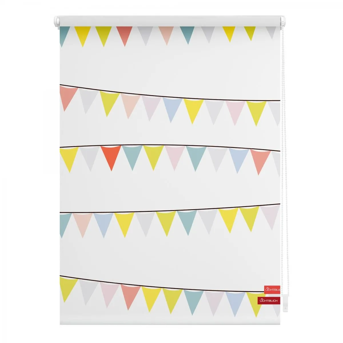 Rollo Klemmfix, ohne Bohren, blickdicht, Wimpelkette - Bunt, 100 x 150 cm (B x L)