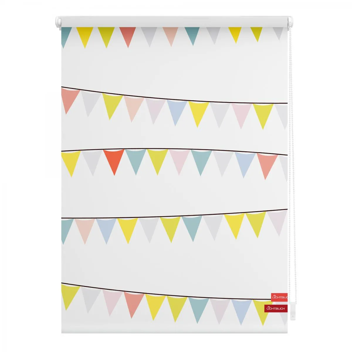 Rollo Klemmfix, ohne Bohren, blickdicht, Wimpelkette - Bunt, 120 x 150 cm (B x L)