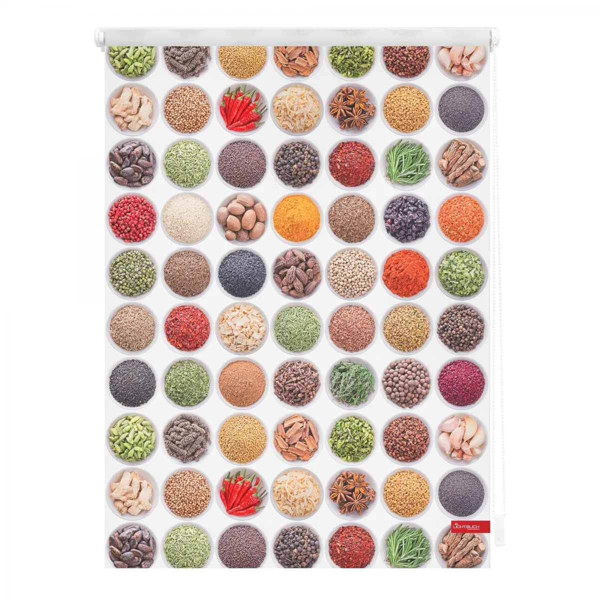 Rollo Klemmfix, ohne Bohren, blickdicht, Gewürze - Bunt Weiß, 120 cm x 150 cm (B x L)