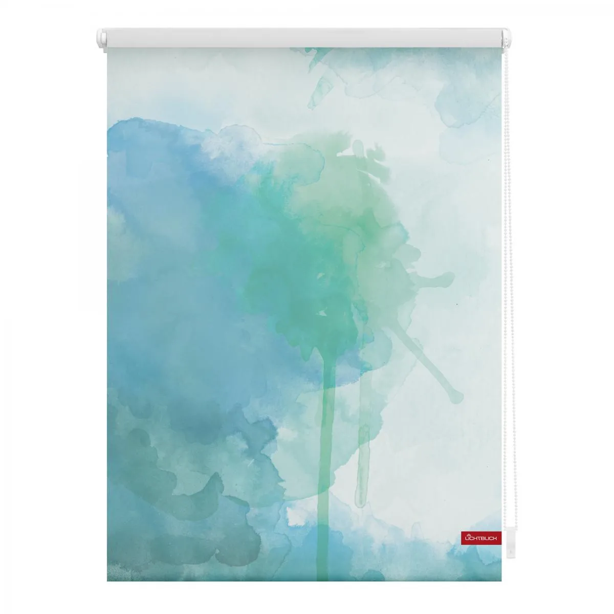 Rollo Klemmfix, ohne Bohren, blickdicht, Aquarell - Blau Grün, 120 x 150 cm (B x L)