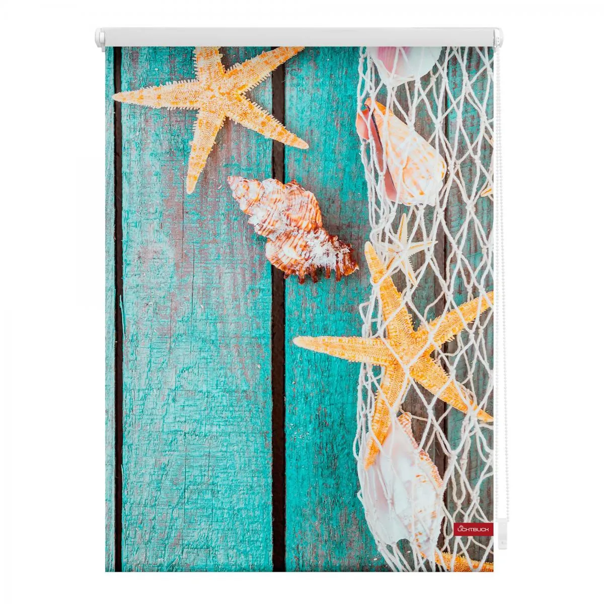 Rollo Klemmfix, ohne Bohren, blickdicht, Bretter Beach - Petrol, 120 x 150 cm (B x L)