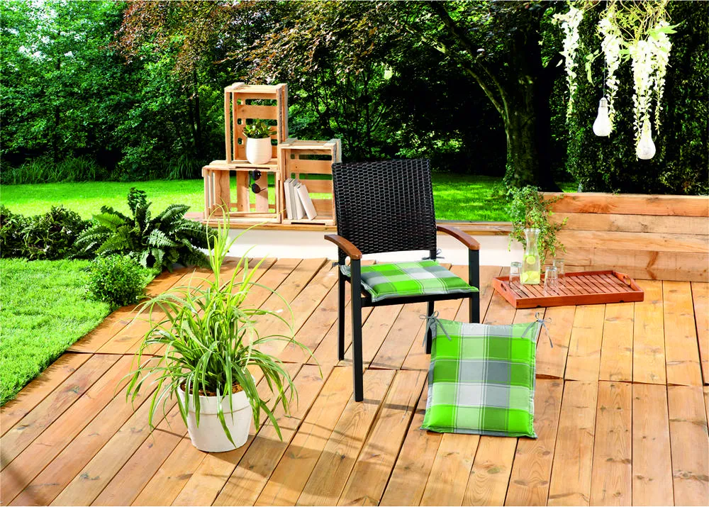 Wendeoptik-Stuhlkissen, Karo Grau-Grün - 2er-Set