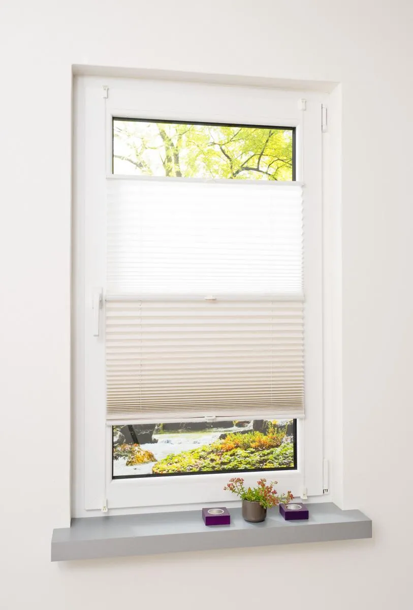 Klemmfix Plissee Day & Night verspannt 60 x 130 cm beige/weiß