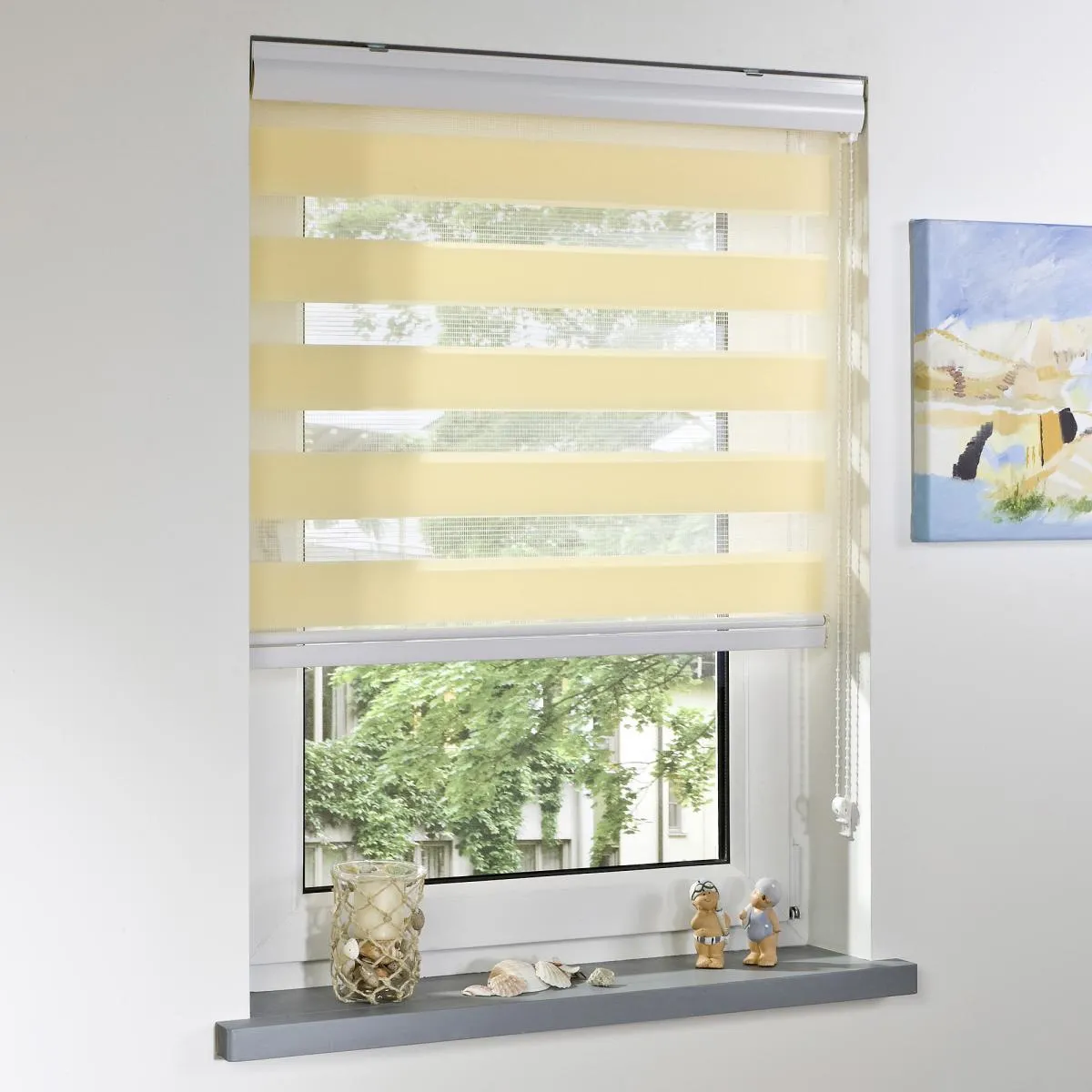 Duo-Rollo mit Blende, Rollo, lichtdurchlässig, Sonnenschutz, 140 x 160 cm apricot