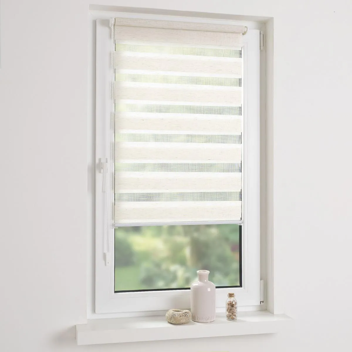 DUO-Rollo mini,Klemmfix Doppelrollo, natur, lichtdurchlässig, Rollo 80 x 160 cm (B x H)