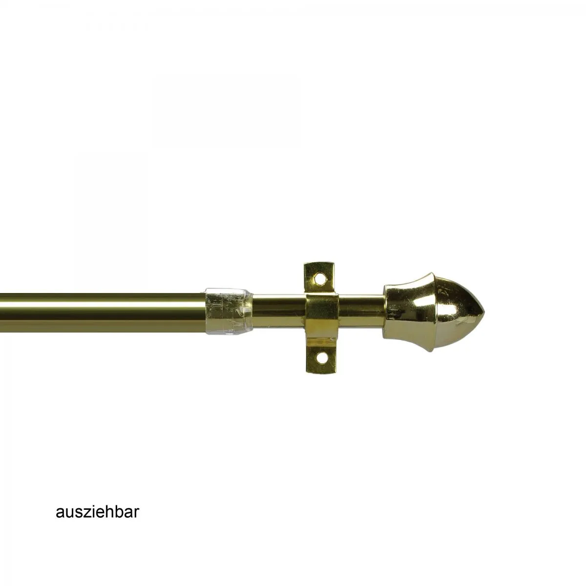 Gardinenstange, Scheibenstange ø 12 mm, 135 cm bis 225 cm ausziehbar, vermessingt