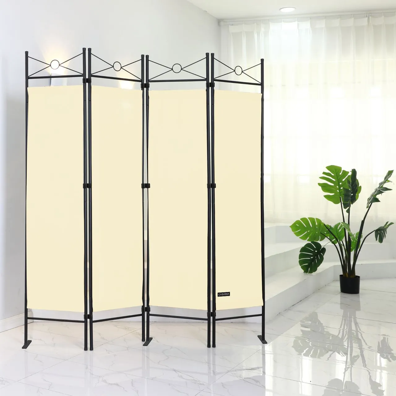 Deuba Paravent Raumteiler creme