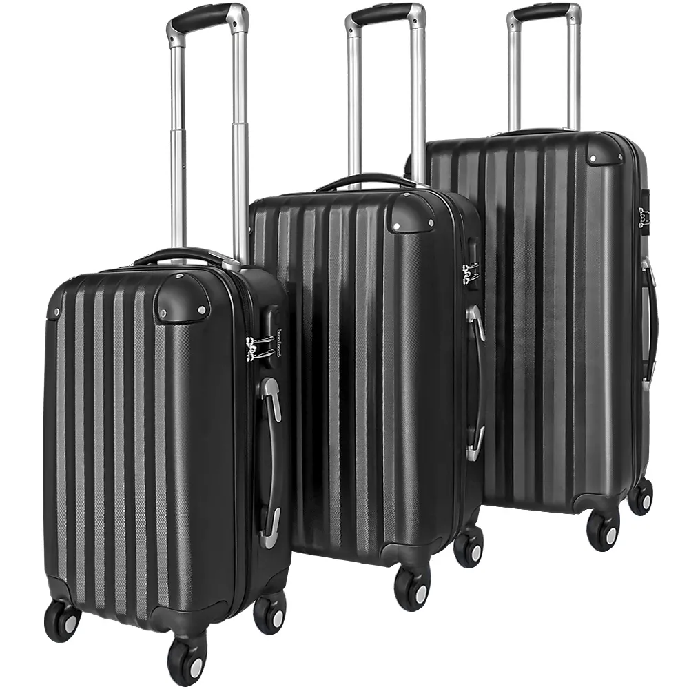 Deuba Hartschalenkofferset schwarz mit Schloss