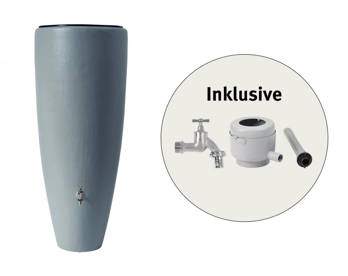 Wasserbehälter Komplett-Set 300 L Zinkgrau 2in1
