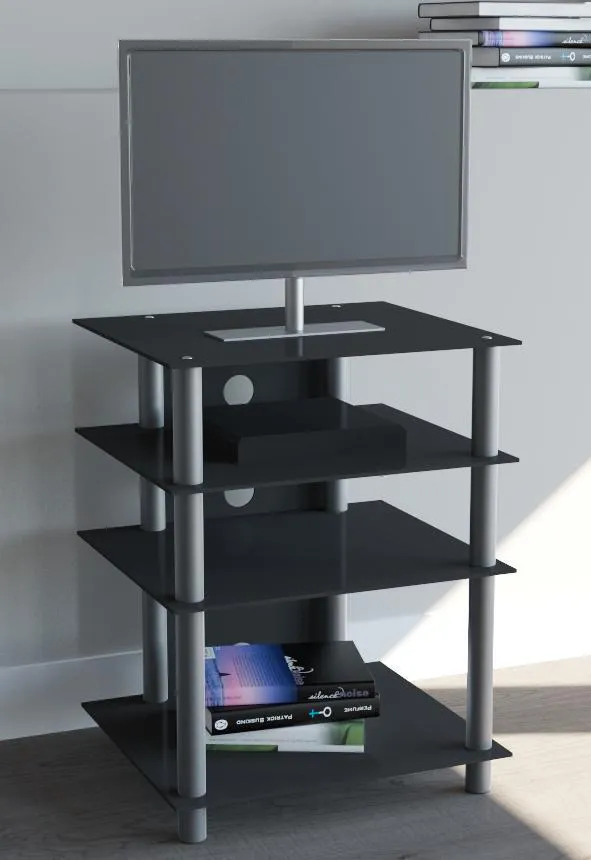 my media Hifi-Möbel Bilus Silber/Schwarzglas