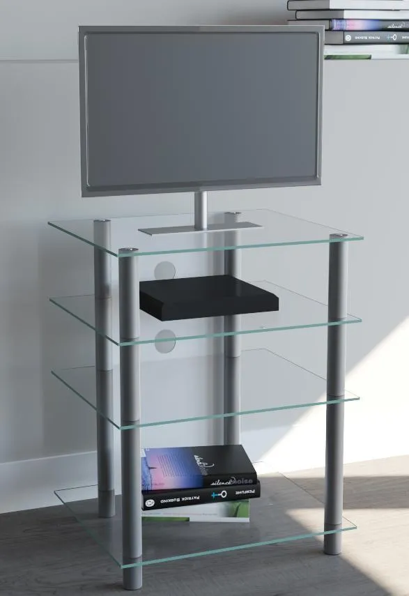 my media Hifi-Möbel Bilus Silber/Klarglas