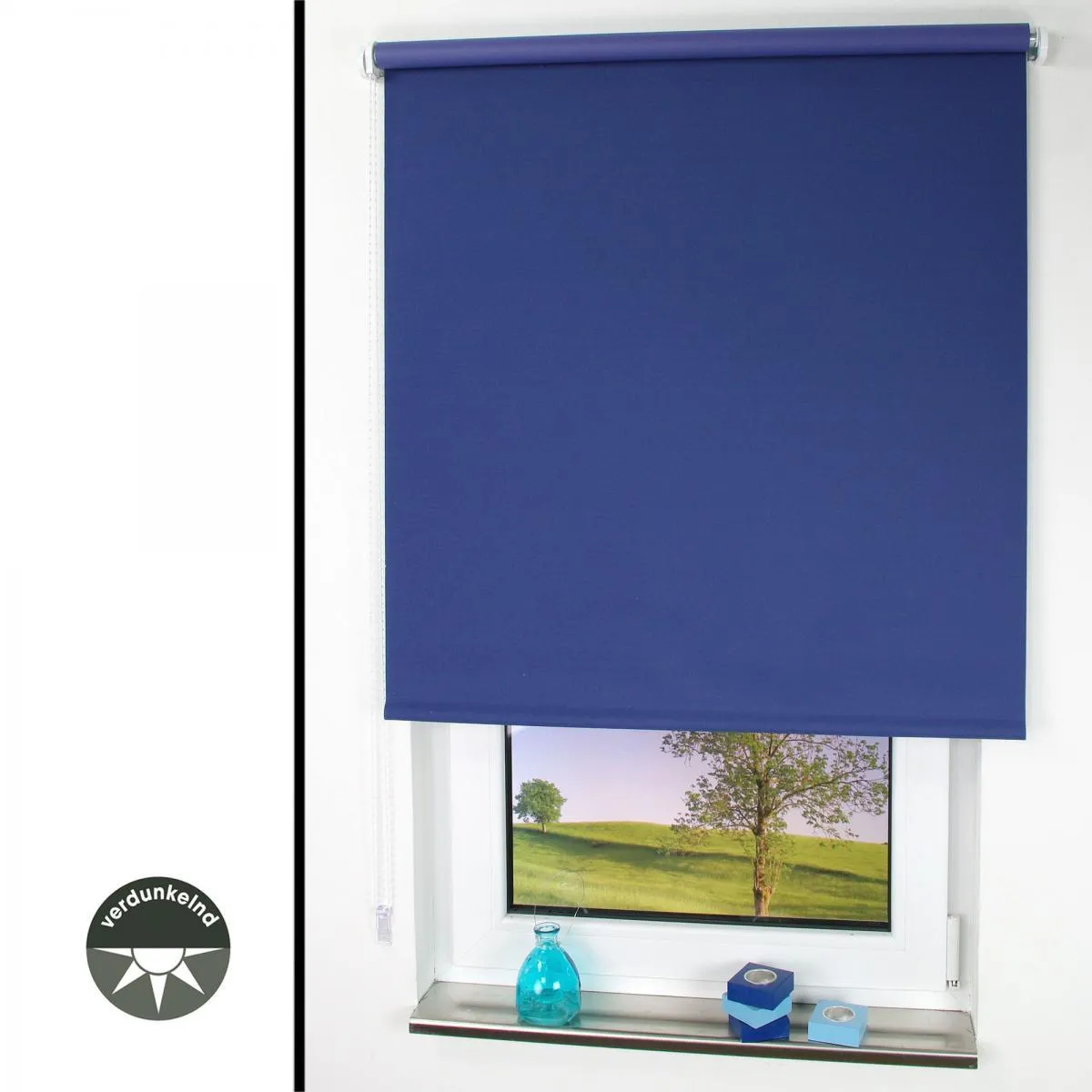 Seitenzugrollo 092 x 180 cm dunkelblau