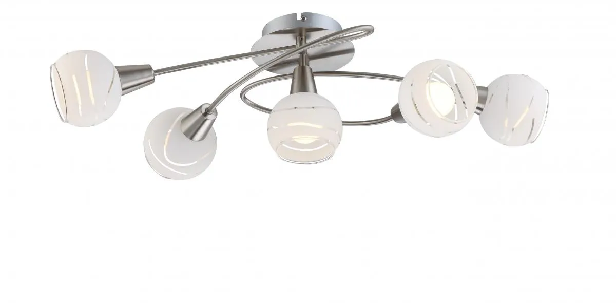 Lighting - ELLIOTT - Deckenleuchte Metall Nickel matt, 5x E14 LED