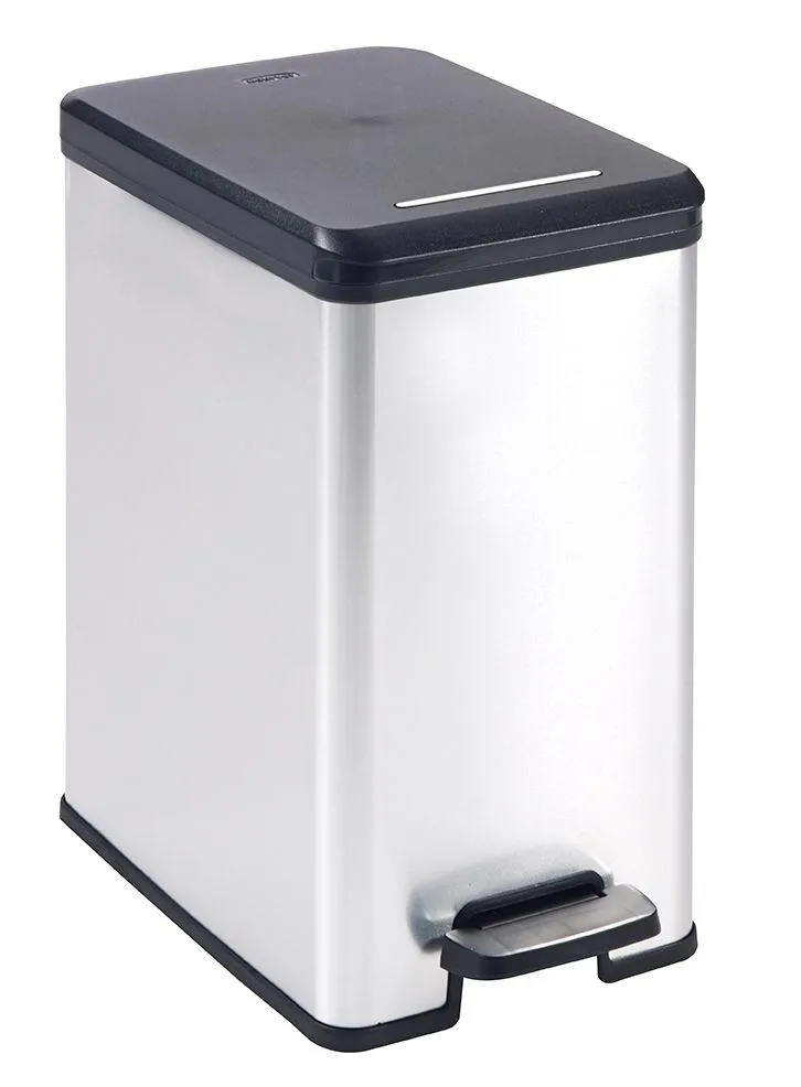DECO SLIM BIN Abfalleimer 25L mit Fußpedal silber metallic