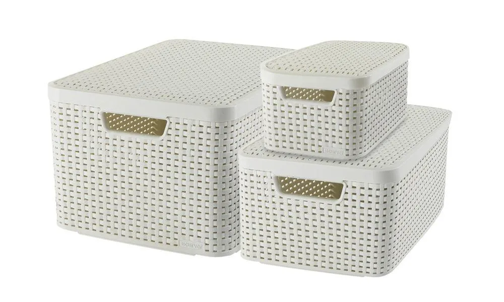 3-er Set STYLE Box L+M+S mit Deckel creme
