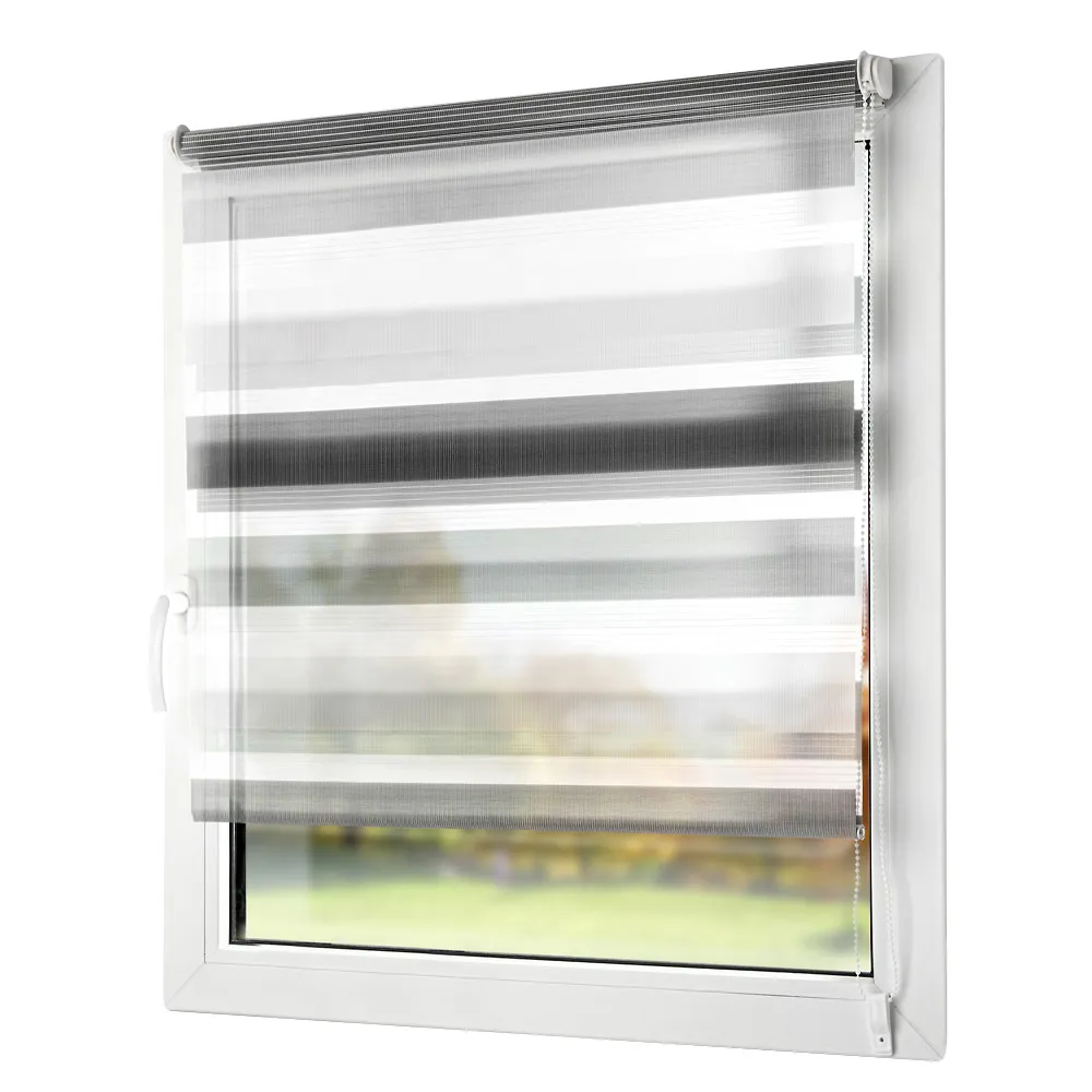 Vario-Duo-Rollo mit Klemmträger, ca. 60 x 150 cm - weiß/hellgrau/grau