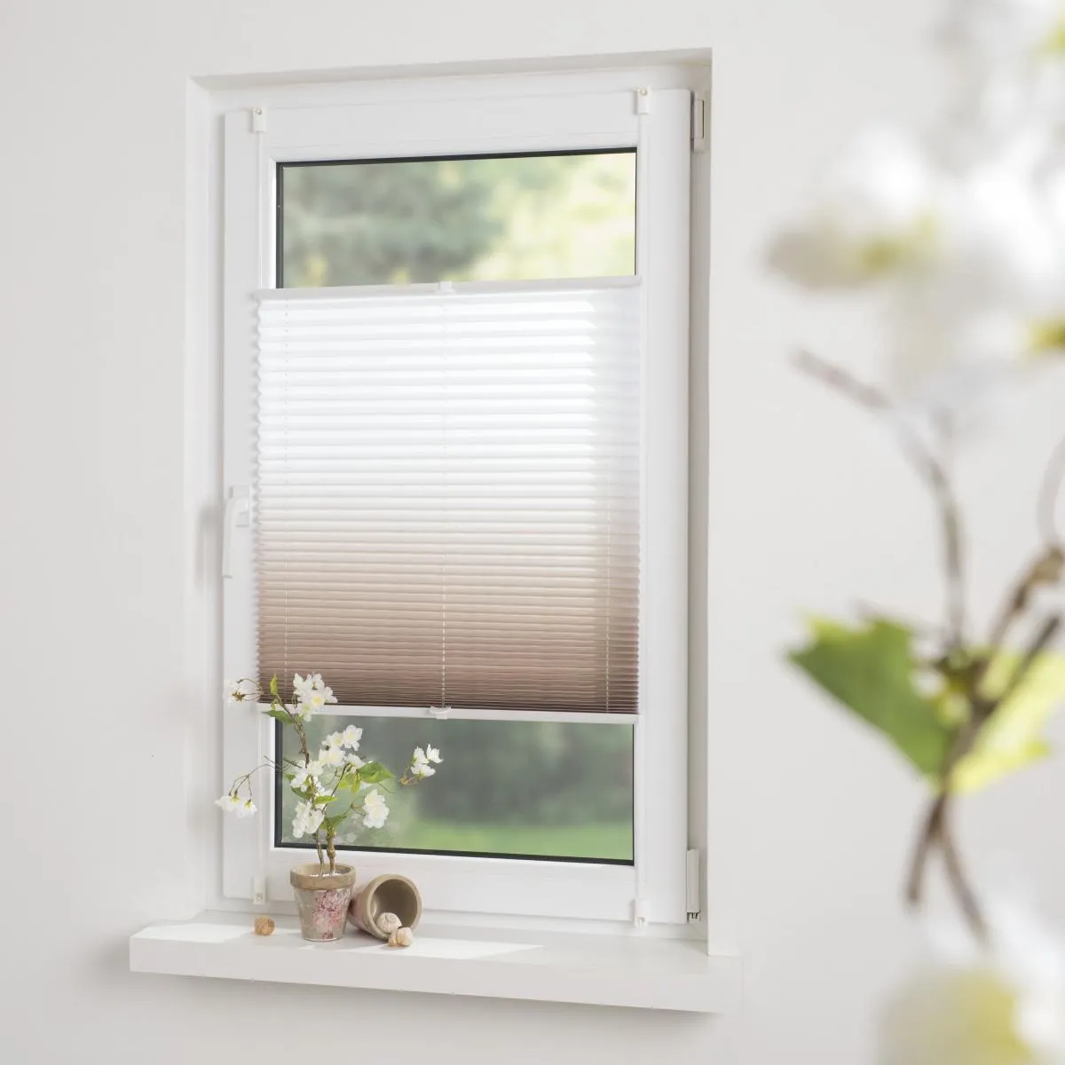 Klemmfix Plissee 80 x 130 cm Café Latte Farbverlauf