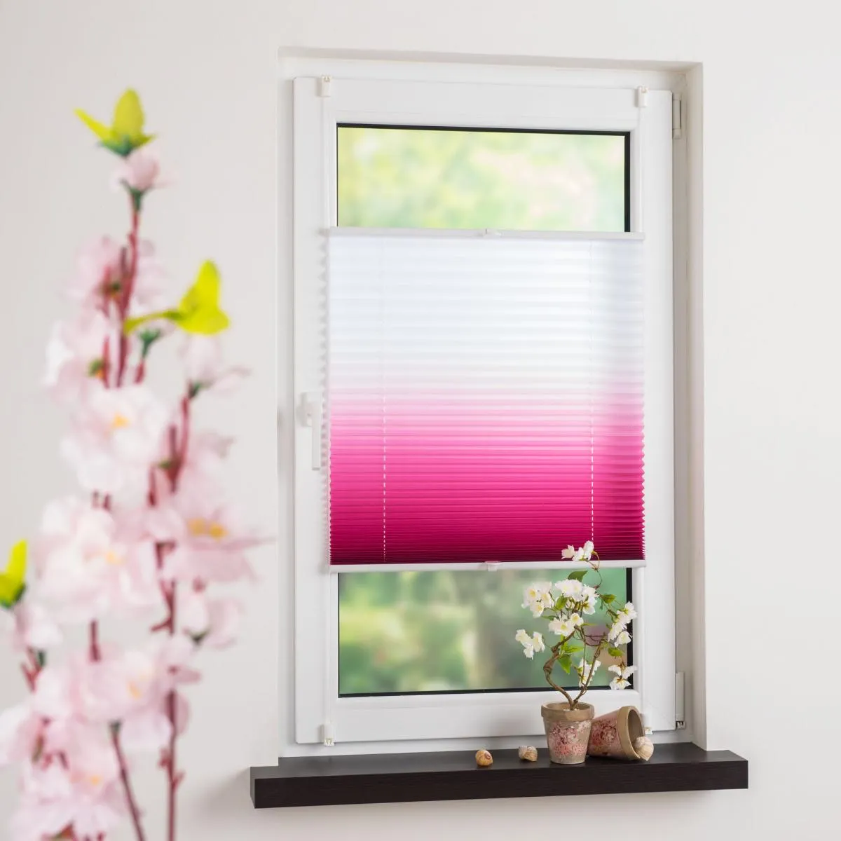 Klemmfix Plissee 40 x 130 cm Beere Farbverlauf