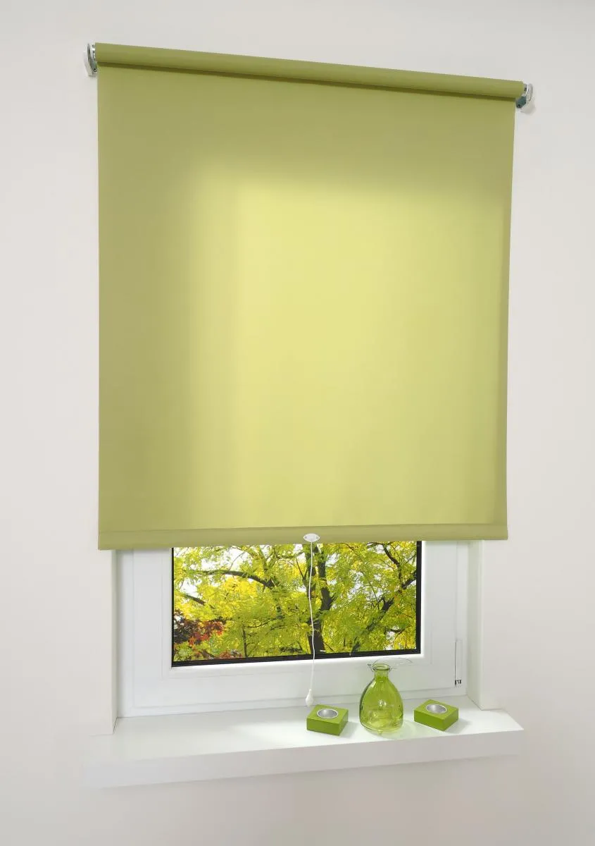 Mittelzugrollo Uni, lichtdurchlässig, 122 x 180 cm Blattgrün