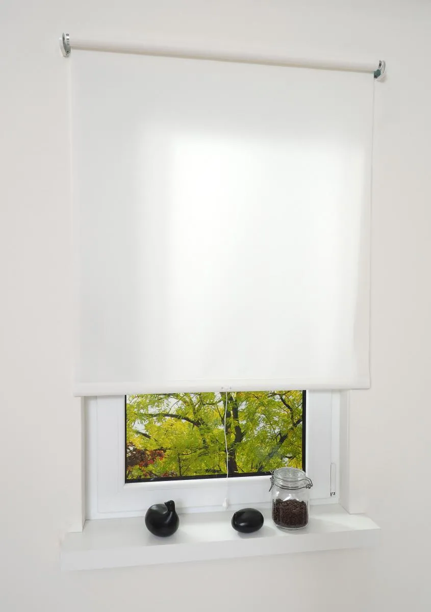 Mittelzugrollo Uni, lichtdurchlässig, 92 x 180 cm Weiß