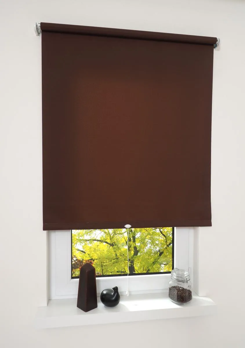 Mittelzugrollo Uni, lichtdurchlässig, 142 x 180 cm Cappuccino