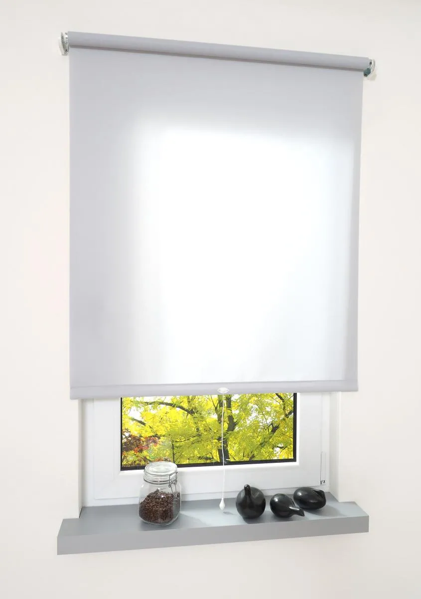 Mittelzugrollo Uni, lichtdurchlässig, 142 x 180 cm Hellgrau