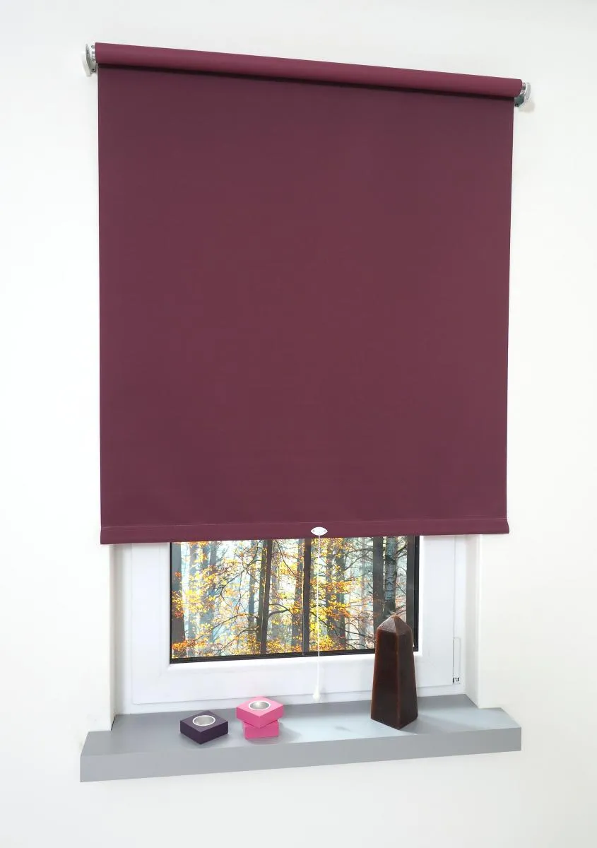 Rollo, Mittelzugrollo Uni Verdunkelung, 102 x 180 cm, brombeer