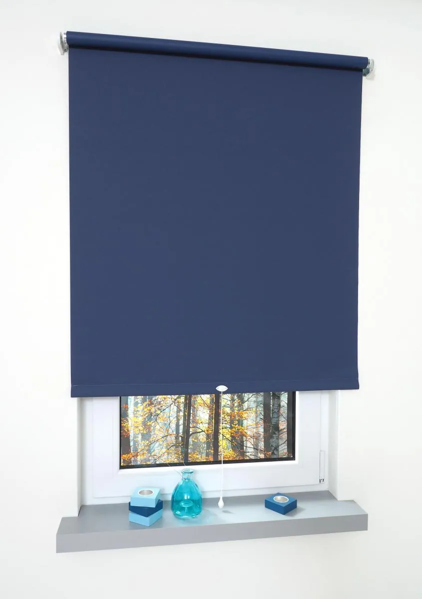 Rollo, Mittelzugrollo Uni Verdunkelung, 122 x 180 cm, dunkelblau
