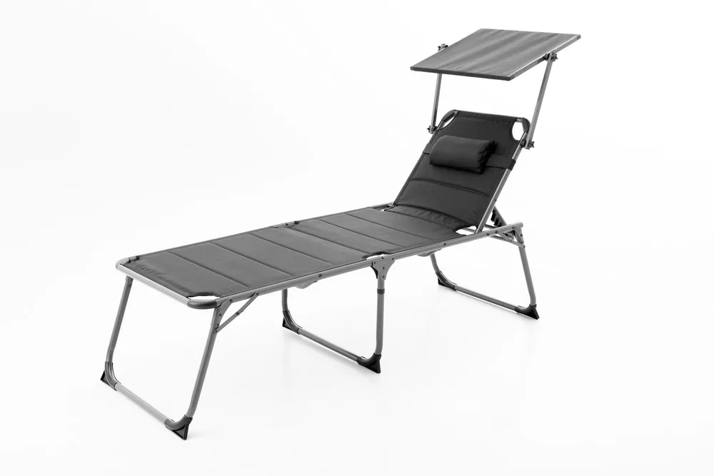 XXL-Komfort-Sonnenliege inkl. Kissen gepolstert aus Aluminium, ca. 193 x 67 x 48 cm - Schwarz
