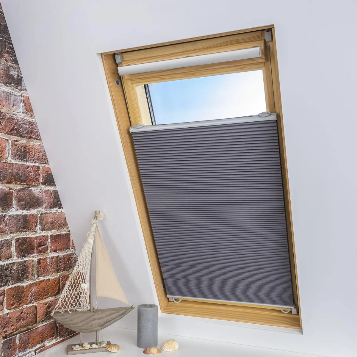 Universal Dachfenster-Wabenplissee , 83 x 141 cm, grau