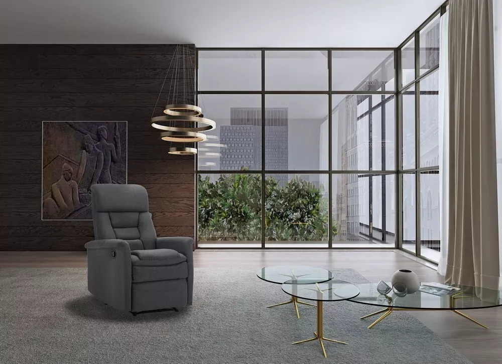 TV Relaxsessel mit Liegefunktion Stoffbezug, ca. 73 x 85,5 x 104 cm - Grau