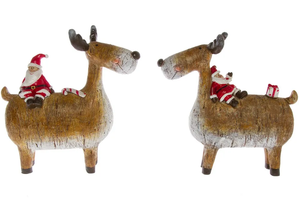 My Flair 2er-Set Rentier m. Nikol., natur/rot