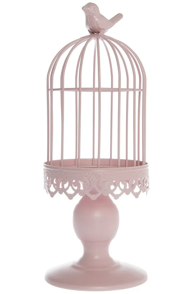 My Flair Kerzenhalter-/Dekovogelkäfig, pastellrose
