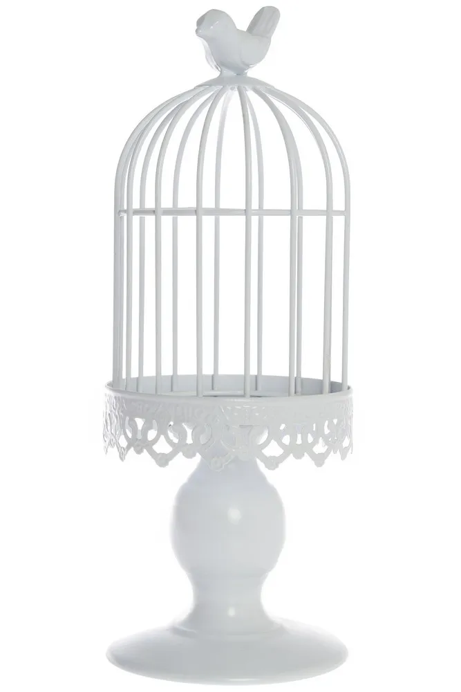 My Flair Kerzenhalter-/Dekovogelkäfig, weiß