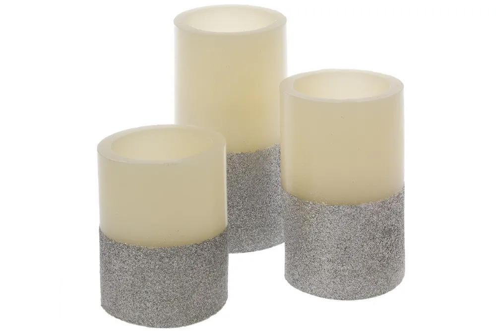 My Flair 3er-Set LED Kerzen, natur/silber