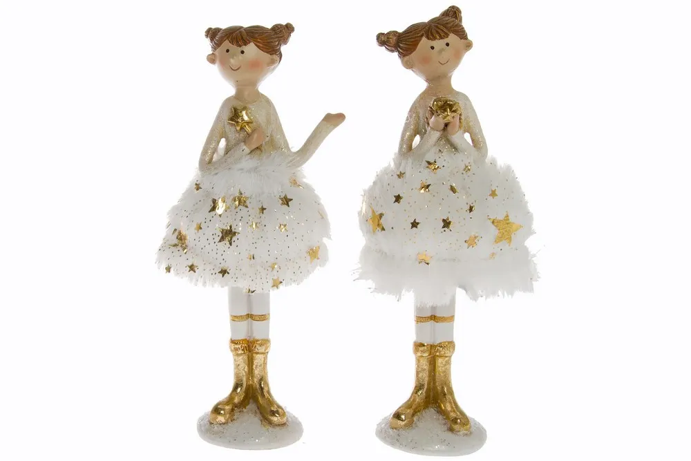 My Flair 2er-Set Ballerina, 15 cm - weiß/gold