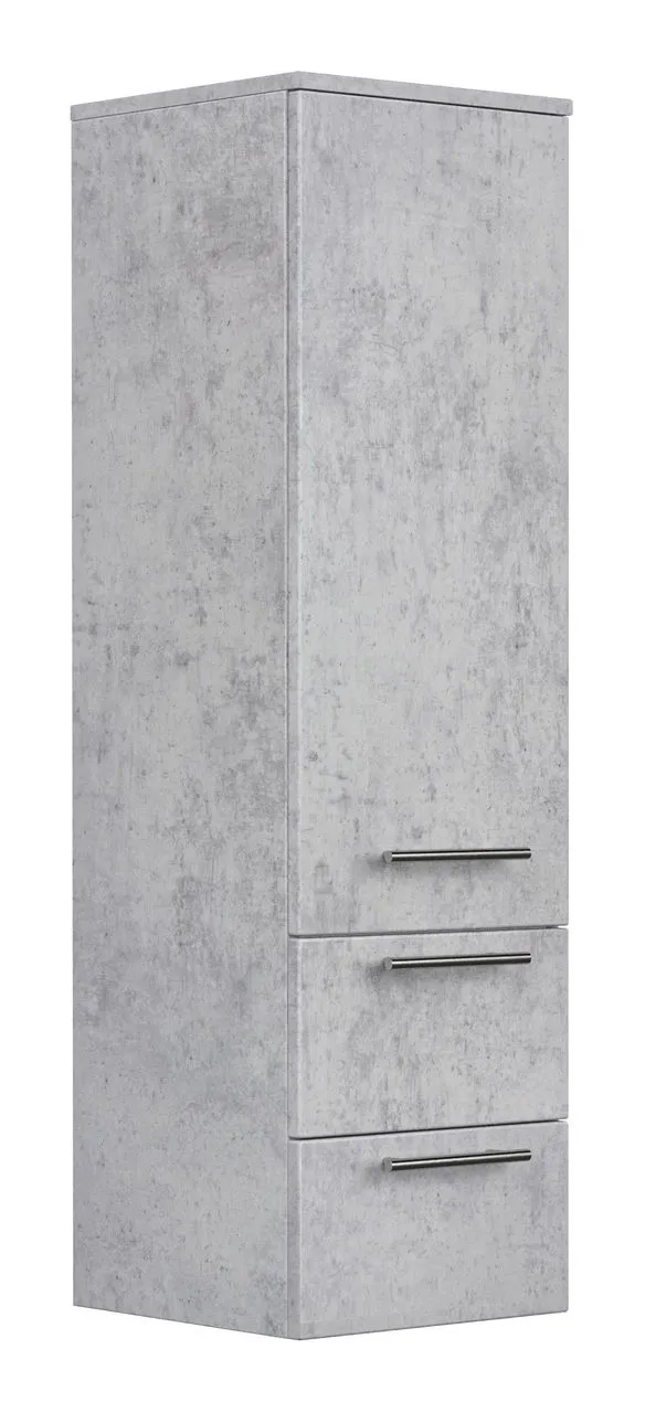 Hochschrank 120 cm in Beton mit Glaseinlagen